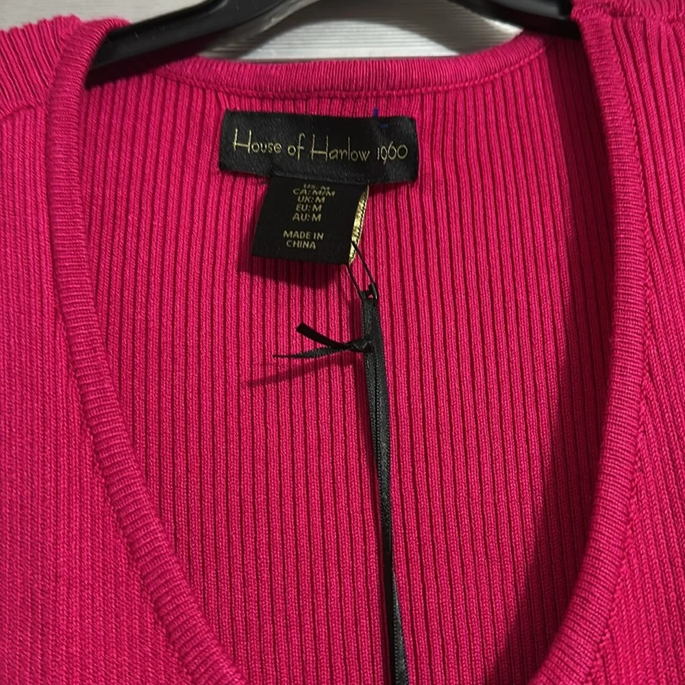 HOUSE OF HARLOW 1960 Pink Ribbed Sleeveless Dress - Picture 2 of 5